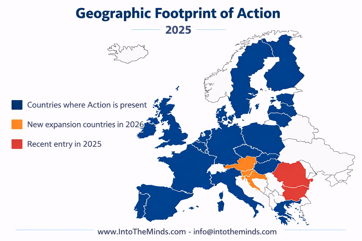 mapa de tiendas Action en Europa, aperturas en 2025 y previstas en 2026