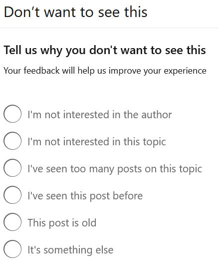 "don't want to see this" Linkedin