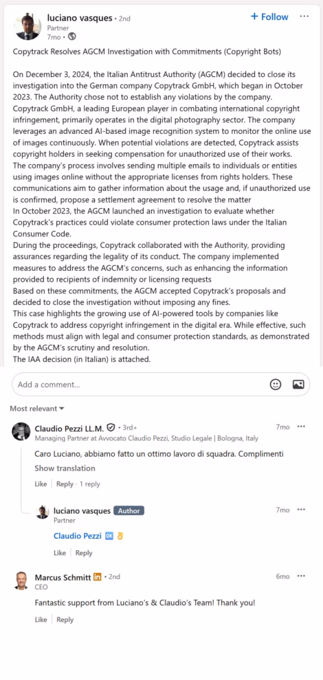 Copytrack lawyers on Linkedin