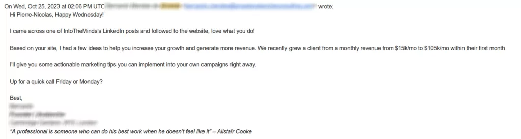 exemple growth hacking email