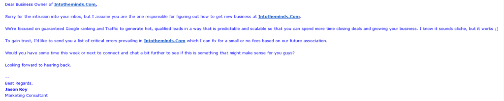 growth hacking : exemple of email using fear feelings