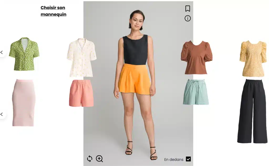 capture d'écran expérience mix&match veesual sur le site de la Redoute