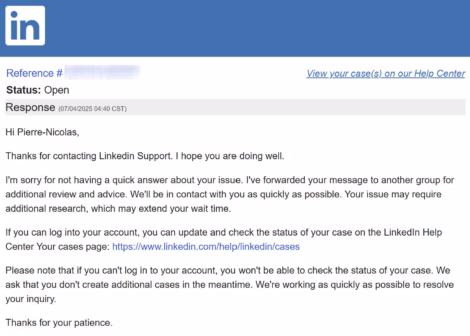 LinkedIn beperkt account: antwoord van de klantendienst