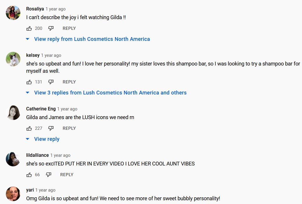 YouTube comments on Lush video
