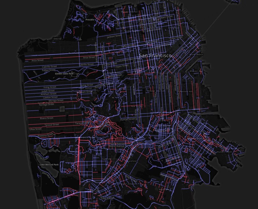 The gender of street names in San Francisco (source: Mapbox)