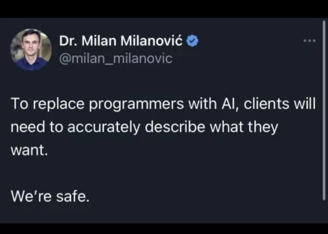 tweet by milan milanovic on generative ai