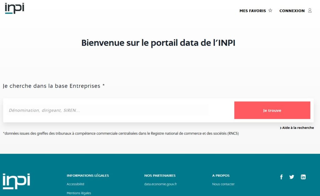 The home page of the INPI data portal.