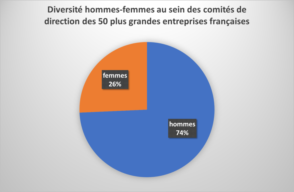 Diversité hommes-femmes au sein des comités de direction des 50 plus grandes entreprises françaises