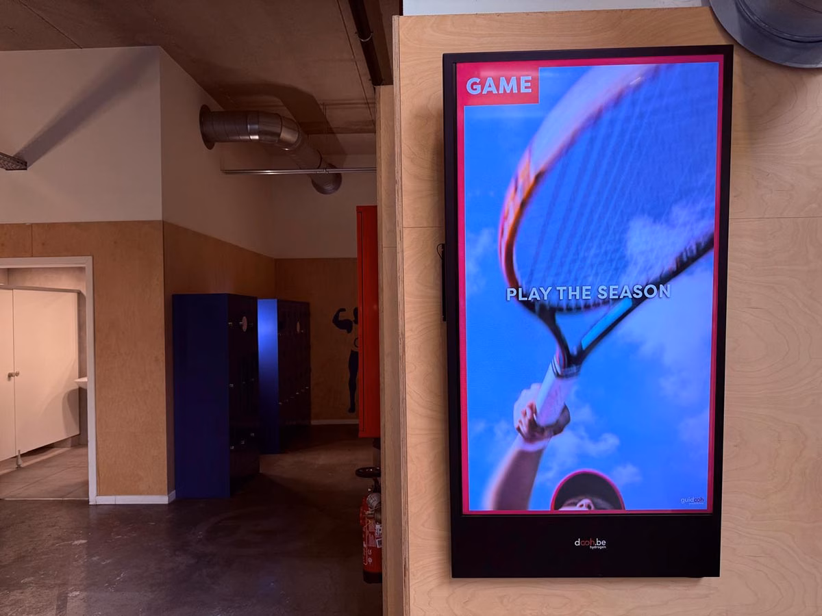 écran publicitaire dans une salle Jim's