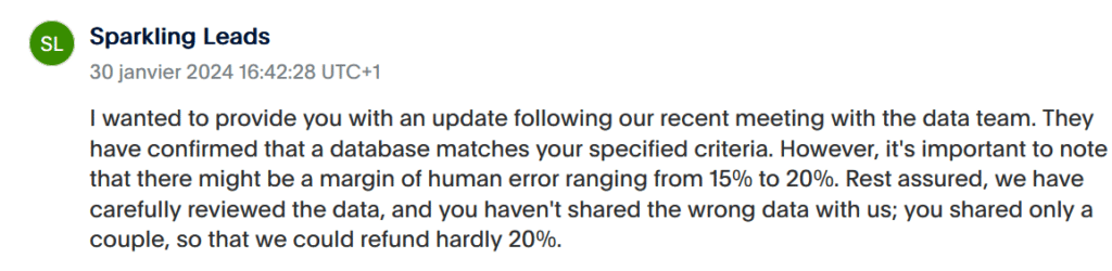 complaint paypal : answer sparkling leads error rate Sparkling Leads mail sparkling leads b2b lists